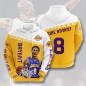 NBA Los Angeles Lakers Kobe Bryant Gold White Pullover Hoodie