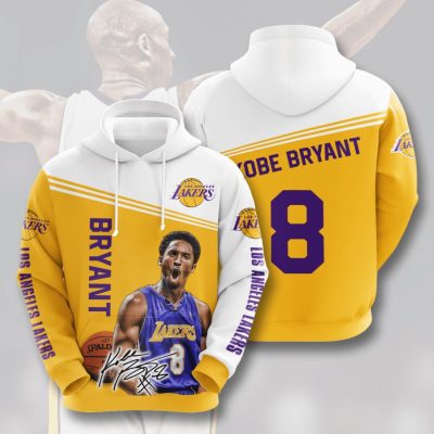 NBA Los Angeles Lakers Kobe Bryant Gold White Pullover Hoodie
