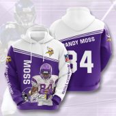 NFL Minnesota Vikings Randy Moss Purple White Pullover Hoodie