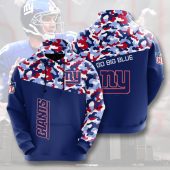NFL New York Giants Dark Blue Red Camo Pullover Hoodie