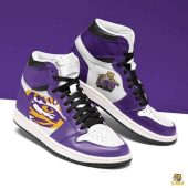 Air JD Hightop Shoes NCAA LSU Tigers Purple White Air Jordan 1 High Sneakers For Men Women