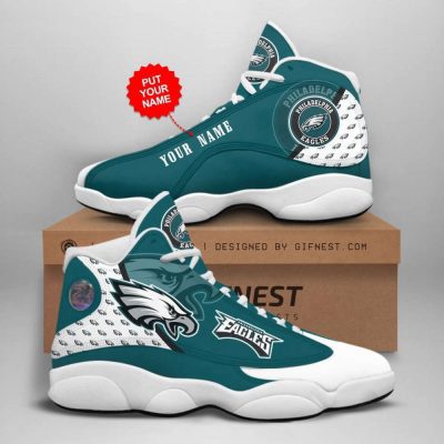 NFL Philadelphia Eagles Custom Name Air Jordan 13 Shoes, Best Gift For Men And Women