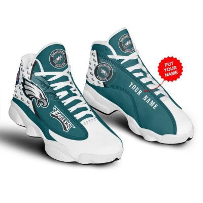 NFL Philadelphia Eagles Custom Name Air Jordan 13 Shoes, Best Gift For Men And Women
