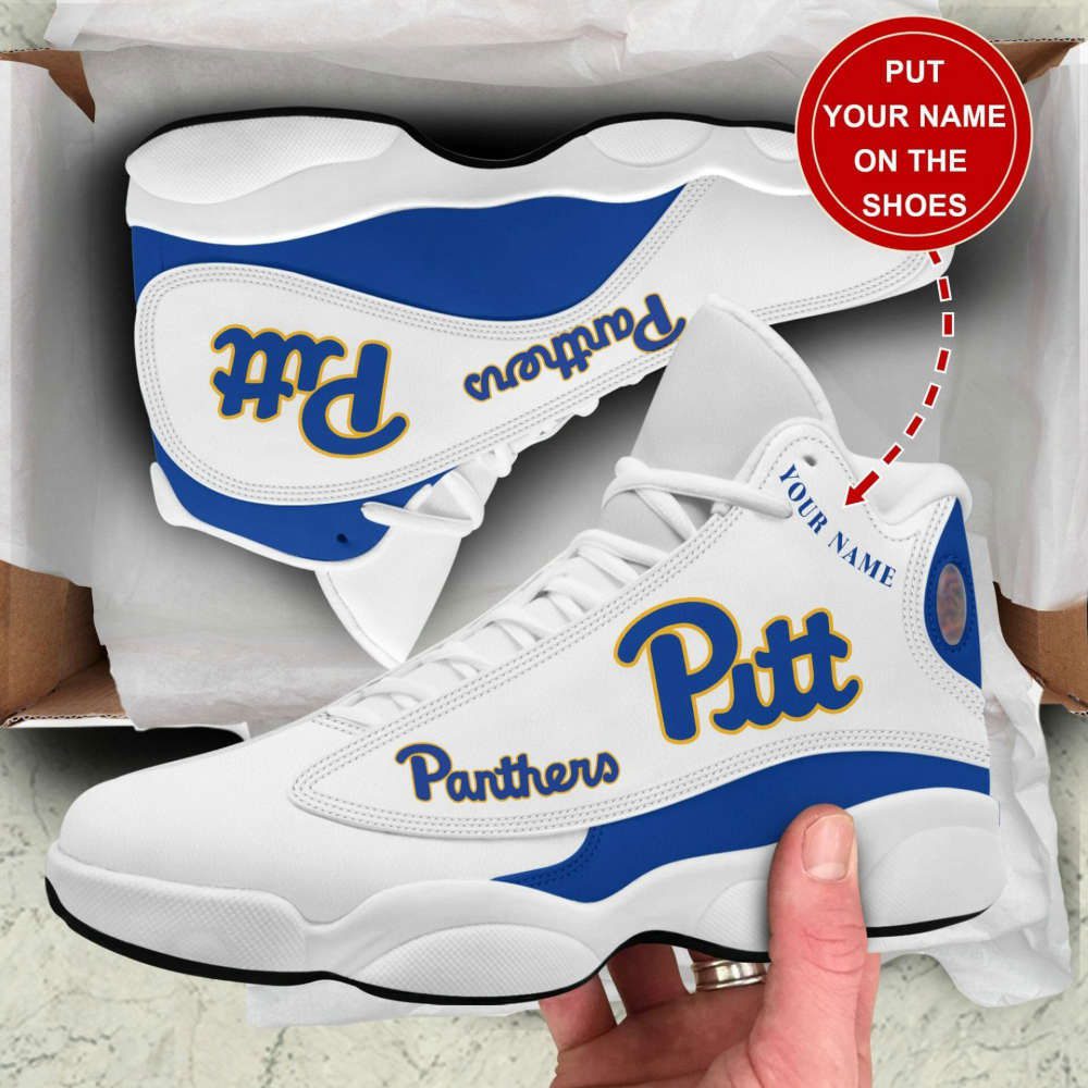 NCAA Pittsburgh Panthers Custom Name White Blue Air Jordan 13 Shoes, Best Gift For Men And Women NCAA Pittsburgh Panthers Custom Name White Blue Air Jordan 13 Shoes, Best Gift For Men And Women
