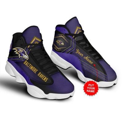 NFL Baltimore Ravens Custom Name Air Jordan 13 Shoes, Best Gift For Men And Women