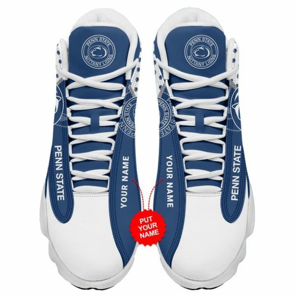 NCAA Penn State Nittany Lions Custom Name Blue White Air Jordan 13 Shoes, Best Gift For Men And Women NCAA Penn State Nittany Lions Custom Name Blue White Air Jordan 13 Shoes, Best Gift For Men And Women