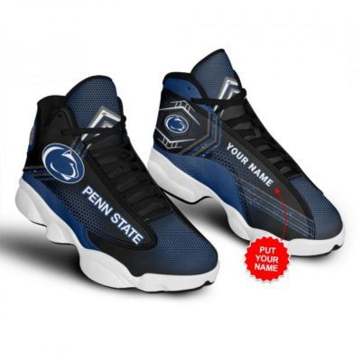 NCAA Penn State Nittany Lions Custom Name Blue Black Air Jordan 13 Shoes For Men Women