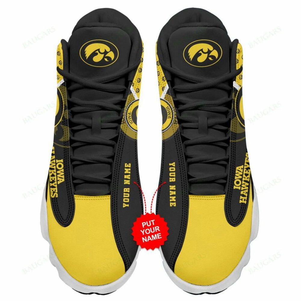 NCAA Iowa Hawkeyes Custom Name Black Gold Air Jordan 13 Shoes, Best Gift For Men And Women NCAA Iowa Hawkeyes Custom Name Black Gold Air Jordan 13 Shoes, Best Gift For Men And Women