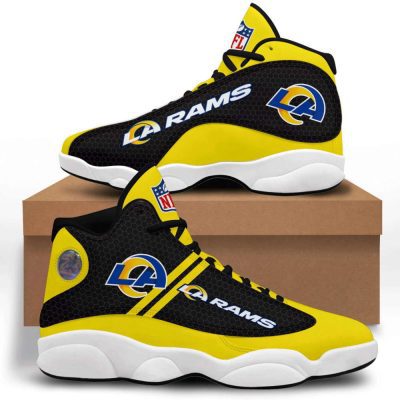 NFL Los Angeles Rams Yellow Black Stripes Air Jordan 13 Shoes, Best Gift For Men And Women