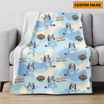 NRL x Bluey Custom Name Premium Fleece Blanket Gifts For Fans  Limite