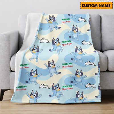 NRL x Bluey Custom Name Premium Fleece Blanket Gifts For Fans  Limite