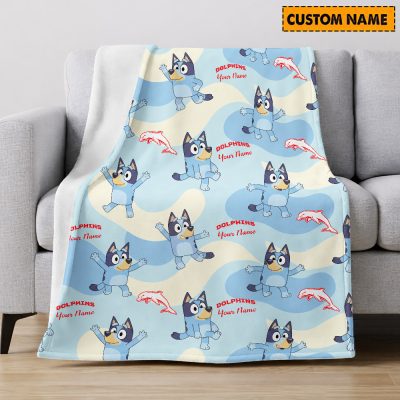 NRL x Bluey Custom Name Premium Fleece Blanket Gifts For Fans  Limite