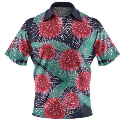 Australia Aboriginal Polo Shirt - Australian Hakea Flower Artwork Polo Shirt
