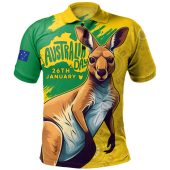 Australia Polo Shirt Australia Day Kangaroo Art With Aboriginal Pattern Inspired