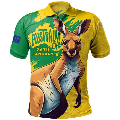 Australia Polo Shirt Australia Day Kangaroo Art With Aboriginal Pattern Inspired Australia Polo Shirt Australia Day Kangaroo Art With Aboriginal Pattern Inspired