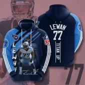 NFL Tennessee Titans Taylor Lewan Navy Titans Blue Stripes Pullover Hoodie