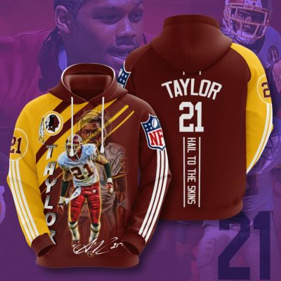 NFL Washington Redskins Sean Taylor Burgundy Gold Stripes Pullover Hoodie