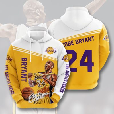 NBA Los Angeles Lakers Kobe Bryant Gold White Pullover Hoodie V2