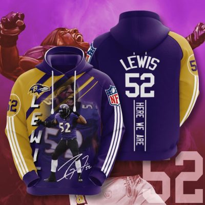 NFL Baltimore Ravens Ray Lewis Purple Metallic Gold Pullover Hoodie