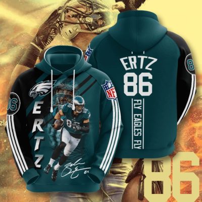 NFL Philadelphia Eagles Zach Ertz Green Black Stripes Pullover Hoodie