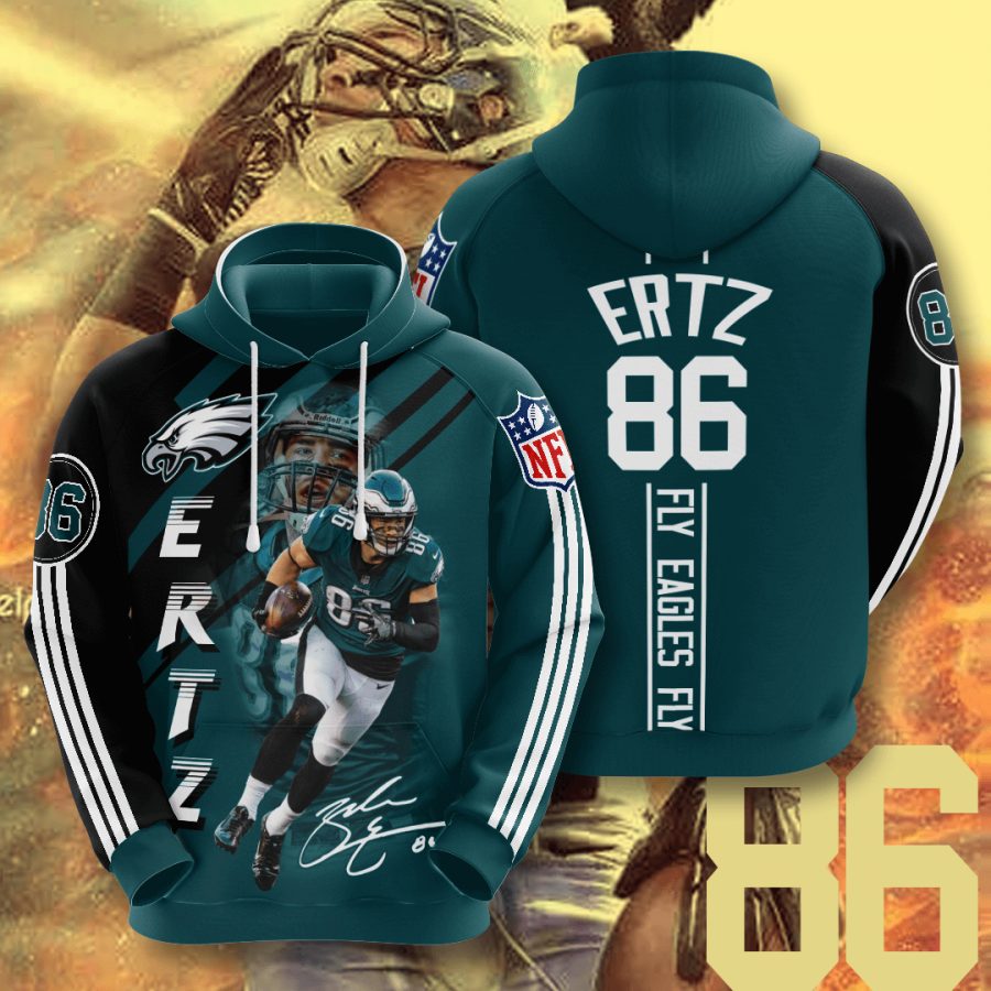 NFL Philadelphia Eagles Zach Ertz Green Black Stripes Pullover Hoodie NFL Philadelphia Eagles Zach Ertz Green Black Stripes Pullover Hoodie