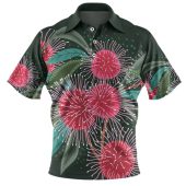 Australia Aboriginal Polo Shirt - Australian Hakea Flowers Painting In Aboriginal Style Polo Shirt