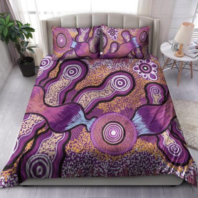 Australia Indigenous Bedding Set - Aboriginal Inspired style of Indigenous dot art painting