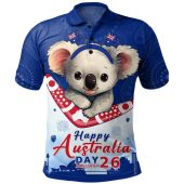 Australia Polo Shirt Happy Australia Day Koala With Boomerang Edition