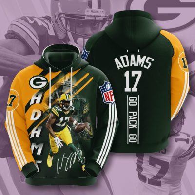NFL Green Bay Packers Davante Adams Dark Green Gold Pullover Hoodie