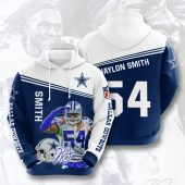NFL Dallas Cowboys Jaylon Smith Blue White Pullover Hoodie V2
