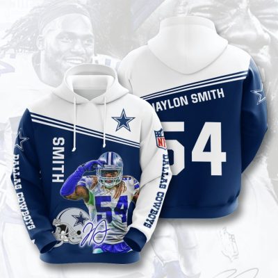 NFL Dallas Cowboys Jaylon Smith Blue White Pullover Hoodie V2