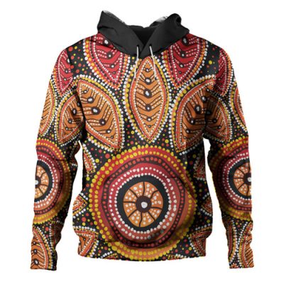 Australia Aboriginal Hoodie - Beautiful Dotted Leaves Aboriginal Art Background Hoodie