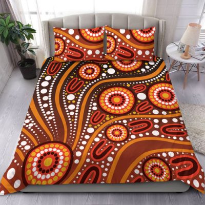 Australia Bedding Set Artistic Illustration Of Aboriginal Dot Painting
