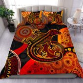 Australia Bedding Set Aboriginal Dot Painting Art Style Goanna