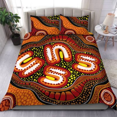Australia Bedding Set Aboriginal Artwork Illustration With Dot Art