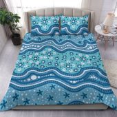 Australia Bedding Set Traditional Aboriginal Dot Patterns Blue Background