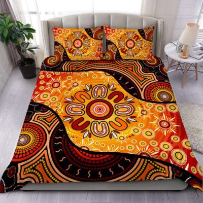Australia Bedding Set Aboriginal Dot Painting Art Style