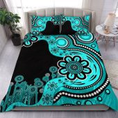 Australia Bedding Set Aboriginal Indigenous Dot Painting Turquoise