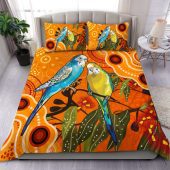 Australia Bedding Set Aboriginal Dot Painting Bush Budgies And Gumtree