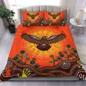 Australia Bedding Set Indigenous Flying Eagle With Aboriginal Dot Art