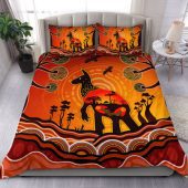 Australia Bedding Set Aboriginal Indigenous Kangaroo With Dot Painting Pattern