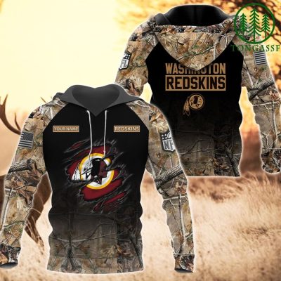 NFL Washington Redskins Custom Name Hunting Camo Pullover Hoodie