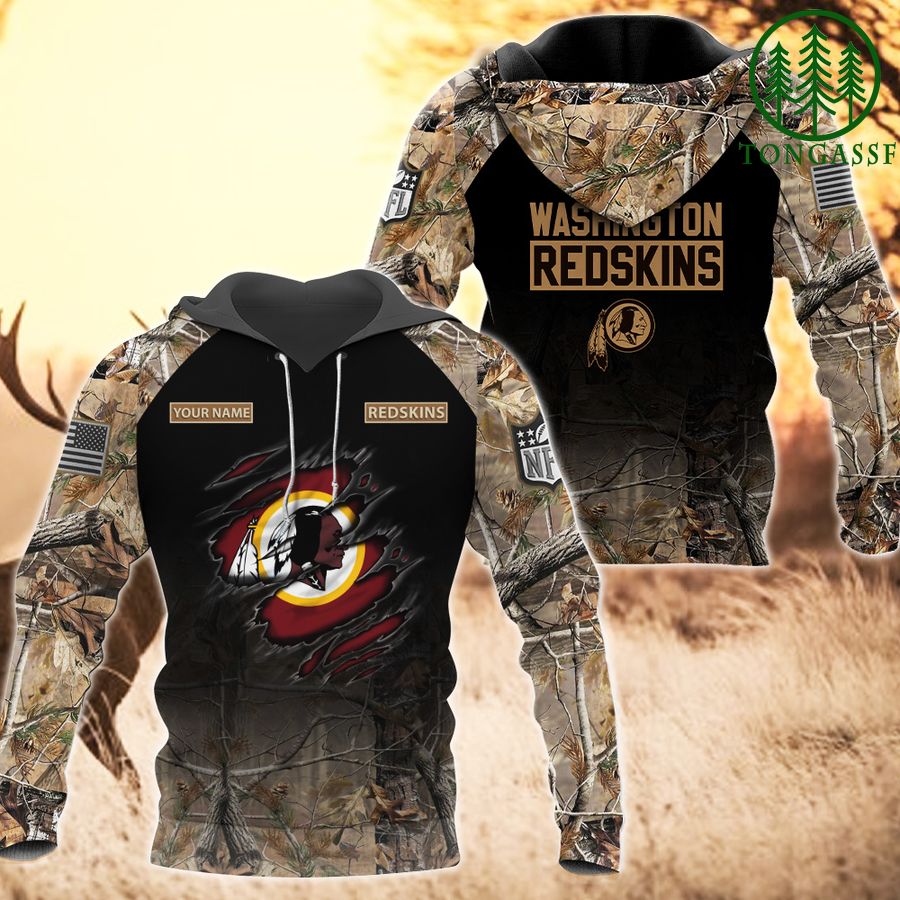 NFL Washington Redskins Custom Name Hunting Camo Pullover Hoodie NFL Washington Redskins Custom Name Hunting Camo Pullover Hoodie