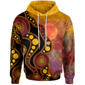 Australia Aboriginal Inspired Hoodie - Australia Indigenous Flag Circle Dot Painting Art