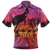 Australia Christmas Kangaroo Camping Polo Shirt - Aussie Outback Merry Christmas Polo Shirt