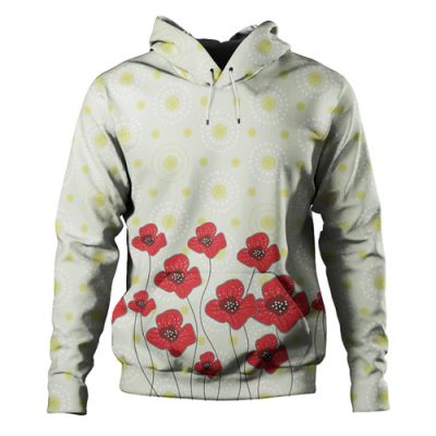 Australia Aboriginal Hoodie - Poppy Flowers Background In Aboriginal Dot Art Style Hoodie