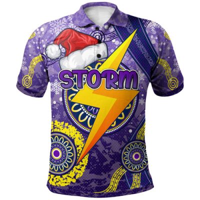 Melbourne Storm Christmas Polo Shirt - Custom Merry Christmas Indigenous Melbourne Storm Polo Shirt