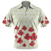 Australia Aboriginal Polo Shirt - Poppy Flowers Background In Aboriginal Dot Art Style Polo Shirt