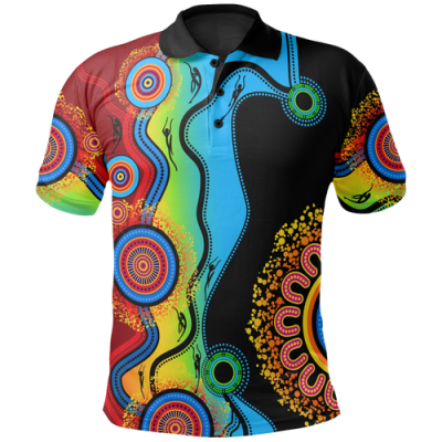 Australia Polo Shirt - Aboriginal Inspired Polo Blue Dream