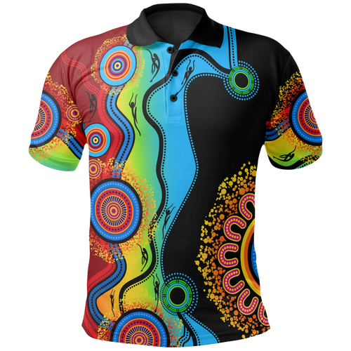 Australia Polo Shirt - Aboriginal Inspired Polo Blue Dream Australia Polo Shirt - Aboriginal Inspired Polo Blue Dream